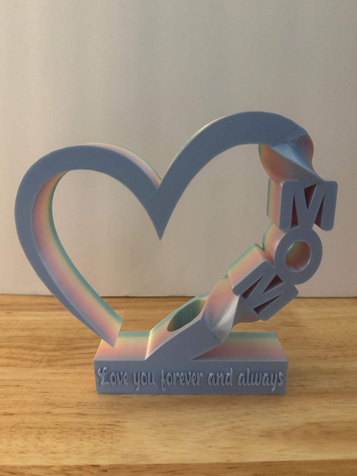 “MOM” Rainbow Heart Flower Vase