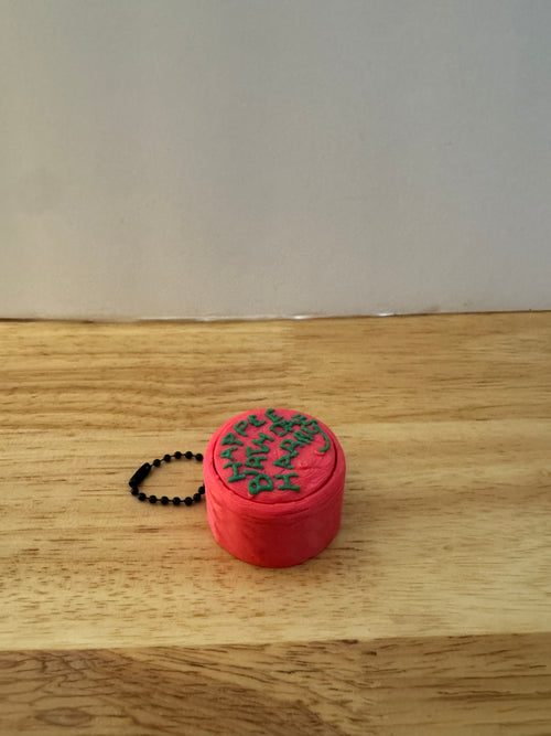 "Happee Birthdae" Cake Fidget Clicker Keychain