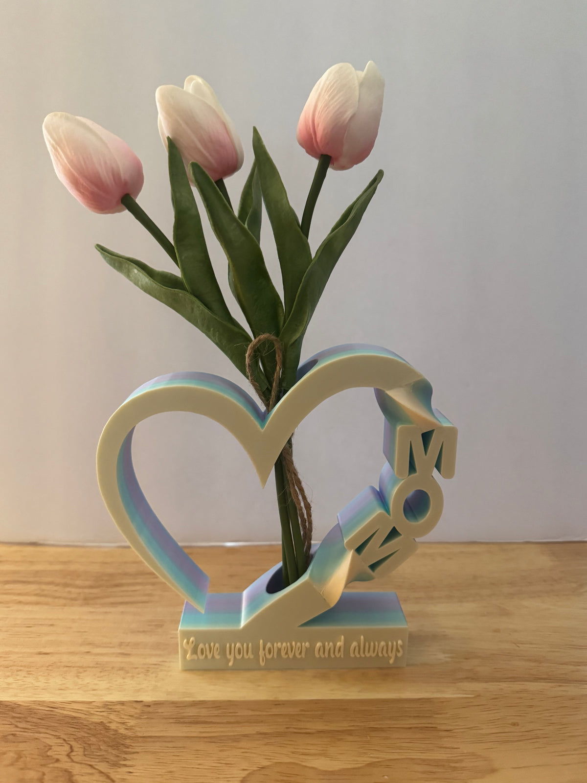 “MOM” Rainbow Heart Flower Vase