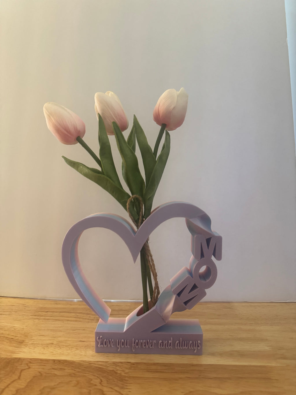 “MOM” Rainbow Heart Flower Vase